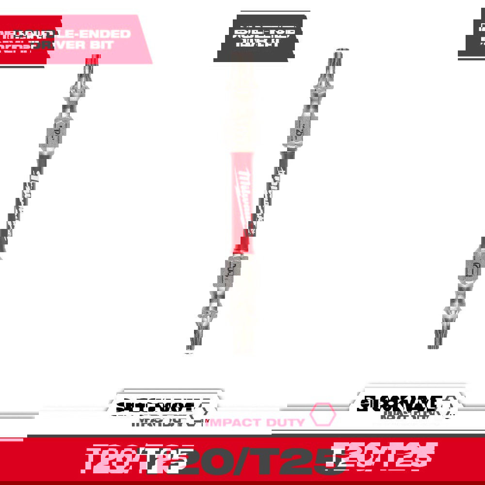 Specialty Screwdriver Bits; Style: Impact Power Bit ; End Type: Double End ; Drive Size: 3/8 (Inch); Point Size: T20/T25 ; Overall Length (Decimal Inch): 2.0000 ; Material: Alloy Steel